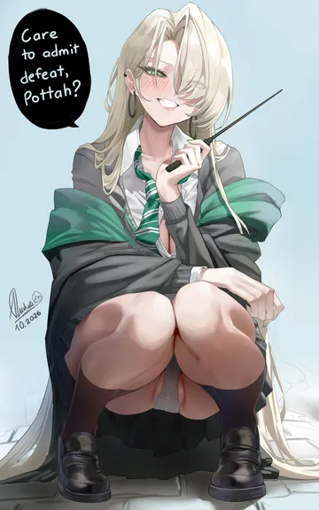 Пост #294: piukute062, harry potter (series), wizarding world, malfoid, 1girl, black cloak, black shoes, blonde hair