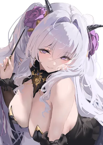 Пост #184: liaowen, tiger (azur lane), 1girl, azur lane, bare shoulders, blush, breasts, crossed bangs
