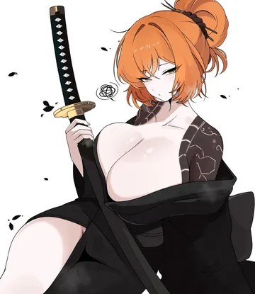 Пост #3054: m ayonessa, limbus company, project moon, ishmael (project moon), 1girl, black kimono, body freckles, breast freckles