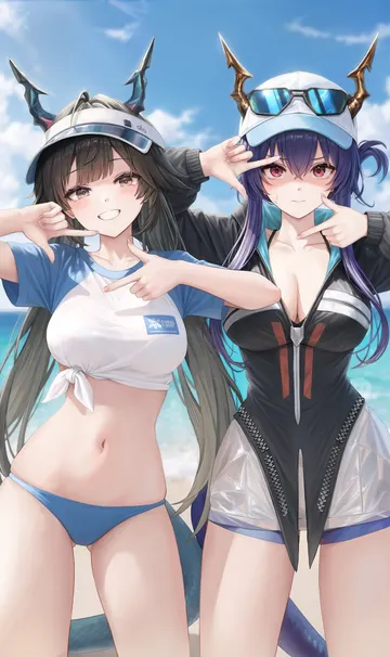 Пост #3072: rizz (ac rizz), arknights, arknights: endfield, ch'en (arknights), ch'en the holungday (arknights), chen qianyu (arknights), 2girls, alternate costume