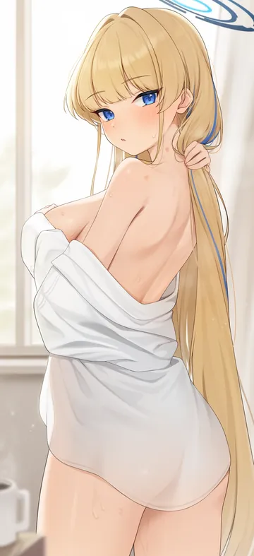 Пост #2872: hayasi iru, blue archive, toki (blue archive), 1girl, ass, bare back, bare shoulders, bite mark