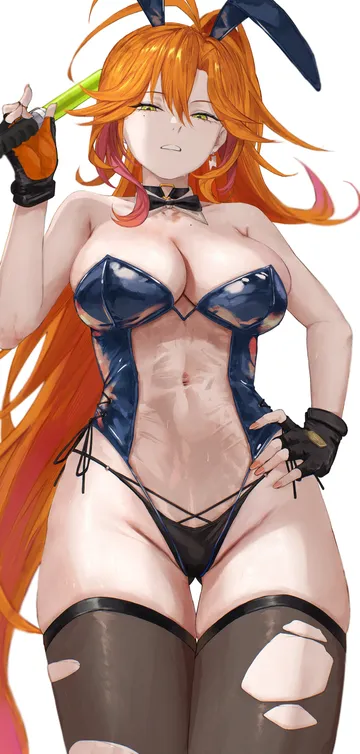 Пост #1447: kizuru09, hololive, hyakuto kyoko, 1girl, animal ears, black panties, breasts, covered navel