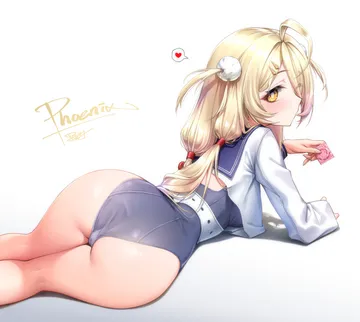 Пост #3356: royboy, zenless zone zero, phoenix reffaella, phoenix reffaella (daydream complex), 1girl, ass, blue one-piece swimsuit, blue sailor collar
