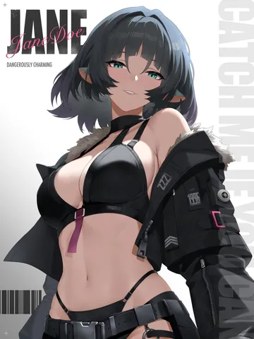 Пост #709: brandnew r, zenless zone zero, jane doe (zenless zone zero), 1girl, animal ears, belt, bikini, black bikini