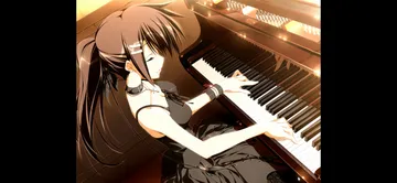 Пост #1907: @nitroplus, @steins;gate, anime style, bare shoulders, black dress, brown hair, cg, choker