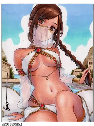 Пост #57: omar dogan, avatar legends, avatar: the last airbender, ty lee, 1girl, arabian clothes, artist name, bikini, blue sky, border, braid, breasts