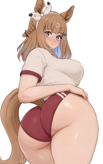 Пост #2927: brikot, umamusume, almond eye (umamusume), + +, 1girl, animal ears, ass, ass focus