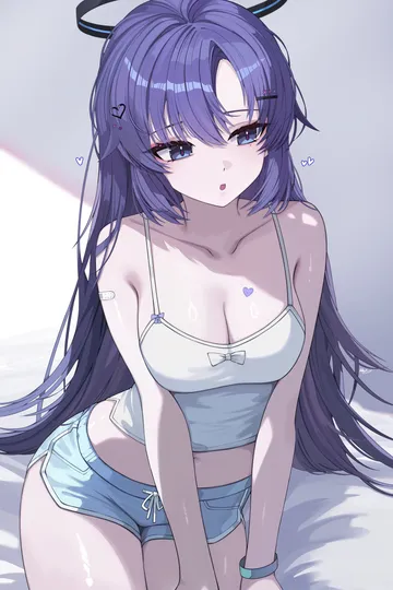Пост #1396: kkato, blue archive, yuuka (blue archive), 1girl, alternate costume, bandaid, bandaid on arm, bare arms