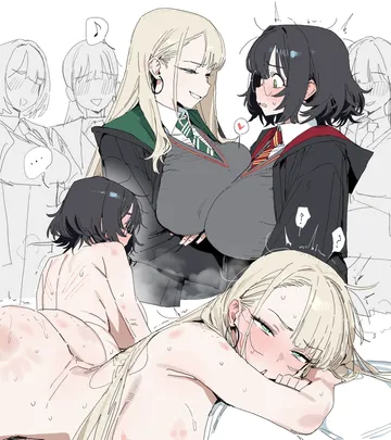 Пост #41: xipa, harry potter (series), wizarding world, harry potter, malfoid, ?, ..., 5girls, after sex, artistic error, bite mark, black hair