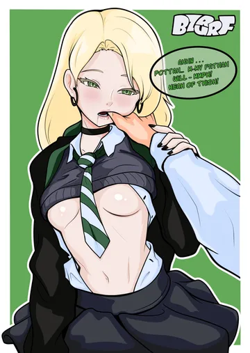 Пост #1355: bzurrf, harry potter (series), wizarding world, malfoid, 1boy, 1girl, blonde hair, breasts
