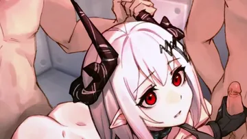 Пост #3161: berg-yb, scolopendrava (voice actor), arknights, mudrock (arknights), 1girl, 3boys, ass, black gloves