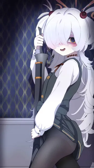 Пост #3714: rancidronin, blue archive, kanoe (blue archive), 1girl, antique firearm, black pantyhose, blunderbuss, clothes lift
