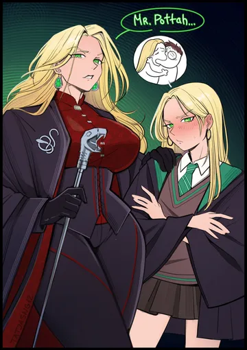 Пост #1118: tatja (tatjasng12), harry potter (series), wizarding world, harry potter, lucius malfoy, malfoid, 1boy, 2girls