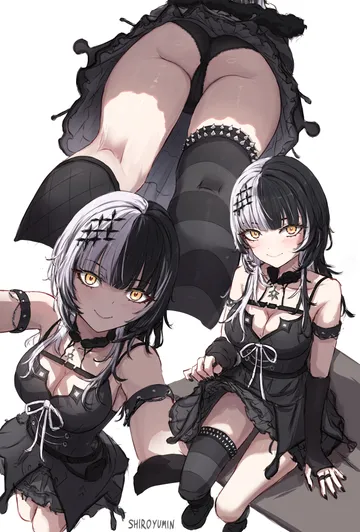 Пост #2839: shiroyumin, hololive, hololive english, shiori novella, shiori novella (1st costume), 1girl, arm strap, arm support