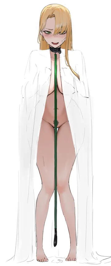 Пост #359: starzz, harry potter (series), wizarding world, malfoid, 1girl, belt collar, blonde hair, blush, breasts, cloak, collar, completely nude