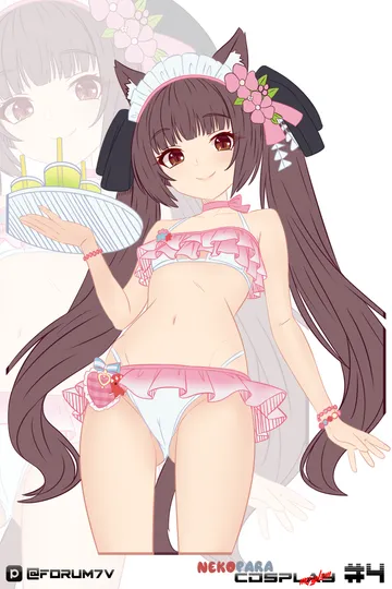 Пост #2700: f0rum7v, blue archive, nekopara, chocola (nekopara), shizuko (blue archive), shizuko (swimsuit) (blue archive), 1girl, animal ear fluff