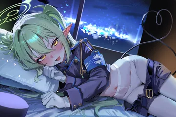 Пост #599: sak (lemondisk), blue archive, nozomi (blue archive), 1girl, armband, blue hat, blue jacket, blue shorts