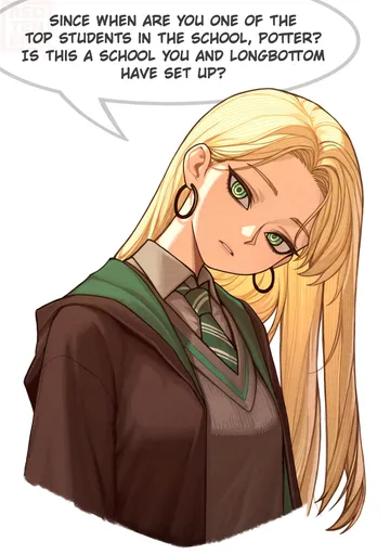 Пост #800: redteneri, harry potter (series), wizarding world, malfoid, 1girl, artist name, blonde hair, brown robe