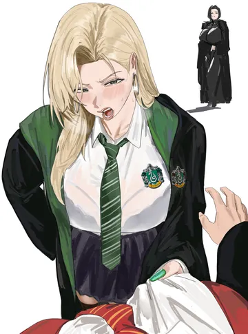 Пост #1049: mugi (mugit49), harry potter (series), wizarding world, malfoid, severus snape, severus snape (redteneri), 2girls, black hair