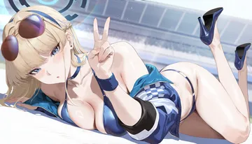 Пост #2355: aoi sakura (seak5545), blue archive, toki (blue archive), 1girl, ass, bikini, blonde hair, blue bikini