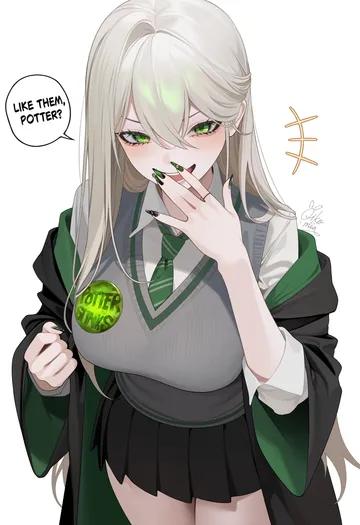 Пост #851: oikomia, harry potter (series), wizarding world, malfoid, +++, 1girl, artist name, badge