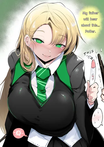 Пост #1213: meow7tail, harry potter (series), wizarding world, harry potter, malfoid, 1girl, black cloak, blonde hair
