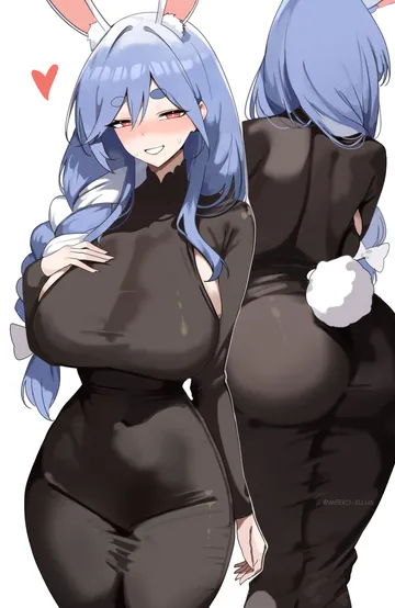 Пост #3851: meeko illus, hololive, pekomama, 1girl, alternate breast size (larger), animal ear fluff, animal ears, artist name