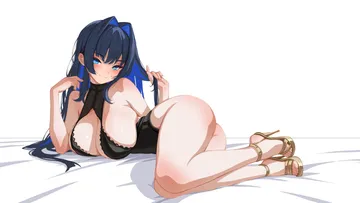 Пост #1682: sansha art, hololive, hololive english, ouro kronii, 1girl, alternate costume, ass, blue eyes