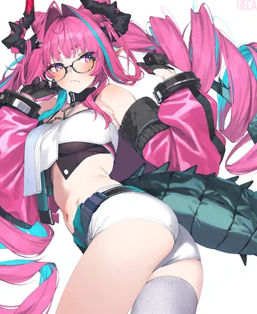 Пост #1709: heca (pixiv 100376586), arknights, arknights: endfield, yvonne (arknights), 1girl, ass, bespectacled, black gloves