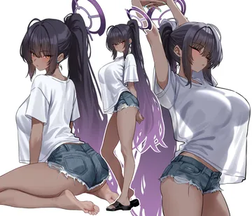 Пост #1322: shigure s, blue archive, karin (blue archive), 1girl, alternate costume, arms up, artistic error, ass