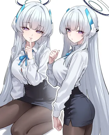 Пост #3971: shigure s, blue archive, noa (blue archive), 1girl, alternate costume, ass, black pantyhose, black skirt