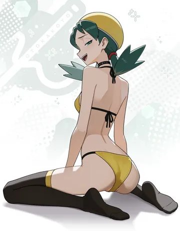 Пост #3260: otokakoto, pokemon, pokemon gold/silver/crystal, kris (pokemon), 1girl, artist name, ass, bare shoulders