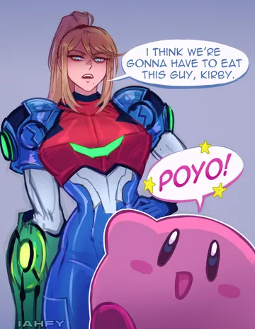Пост #3291: iahfy, kirby (series), metroid, metroid ravenous, nintendo, kirby, samus aran, 1girl