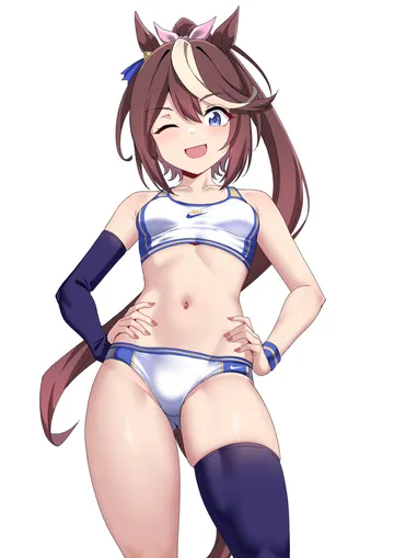 Пост #1636: lacanxg, umamusume, tokai teio (umamusume), ;d, :d, 1girl, animal ears, ass