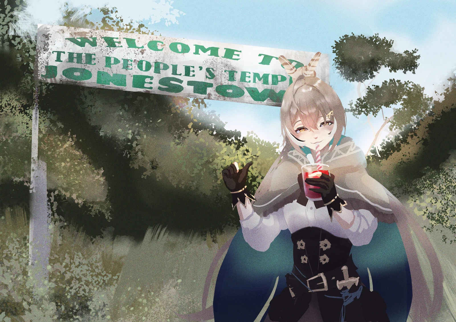 Пост #3816: rancidronin, hololive, hololive_english, kool-aid, nanashi_mumei, nanashi_mumei_(1st_costume), 1girl, brown_capelet, brown_cloak, brown_corset, brown_eyes, brown_hair, capelet, cloak, corset